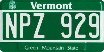 VT license plate NPZ929