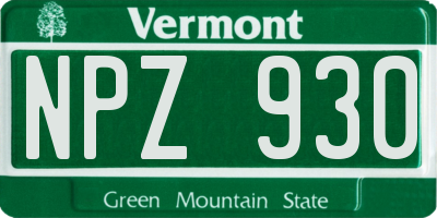 VT license plate NPZ930