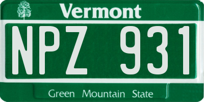 VT license plate NPZ931