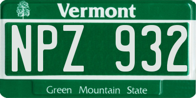 VT license plate NPZ932