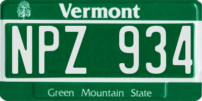 VT license plate NPZ934