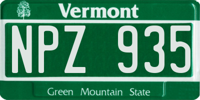 VT license plate NPZ935