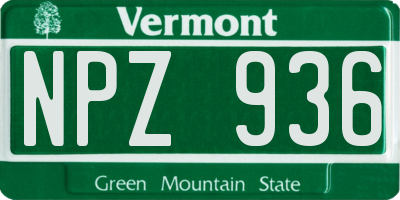 VT license plate NPZ936
