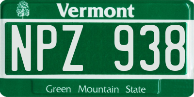 VT license plate NPZ938