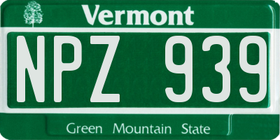 VT license plate NPZ939