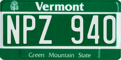 VT license plate NPZ940