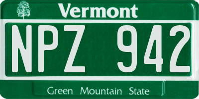 VT license plate NPZ942