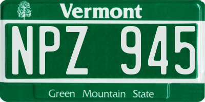 VT license plate NPZ945