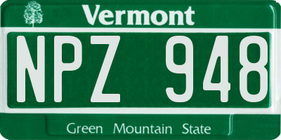VT license plate NPZ948