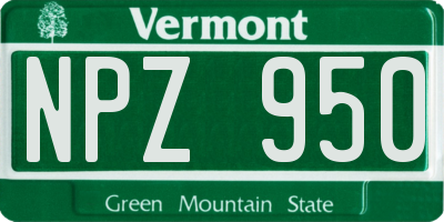 VT license plate NPZ950