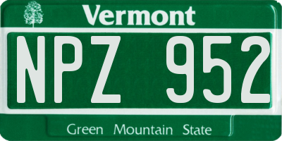 VT license plate NPZ952