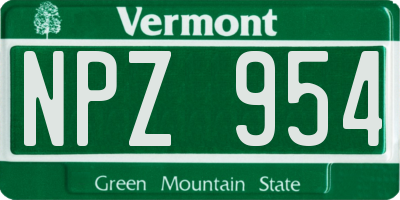 VT license plate NPZ954