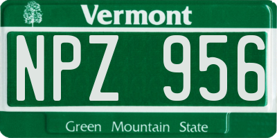 VT license plate NPZ956