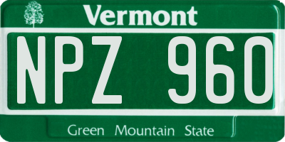 VT license plate NPZ960