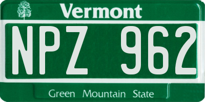VT license plate NPZ962