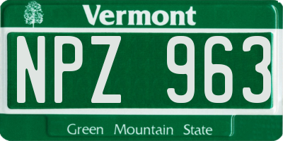 VT license plate NPZ963