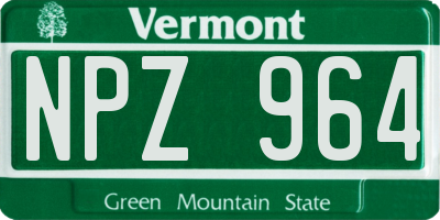 VT license plate NPZ964