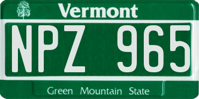 VT license plate NPZ965