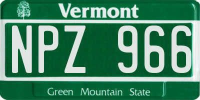 VT license plate NPZ966