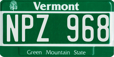 VT license plate NPZ968