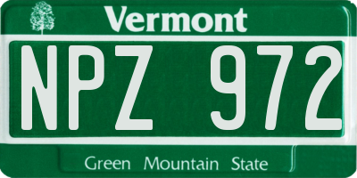 VT license plate NPZ972