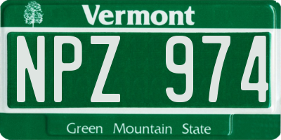 VT license plate NPZ974