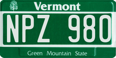 VT license plate NPZ980