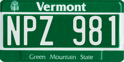 VT license plate NPZ981