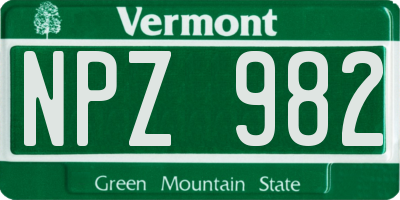 VT license plate NPZ982