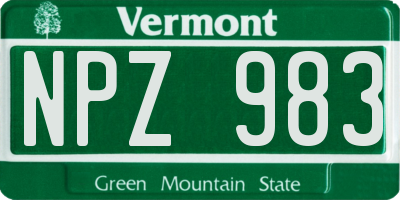 VT license plate NPZ983