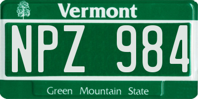 VT license plate NPZ984