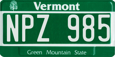 VT license plate NPZ985