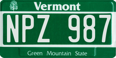 VT license plate NPZ987