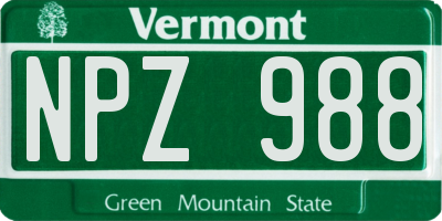 VT license plate NPZ988