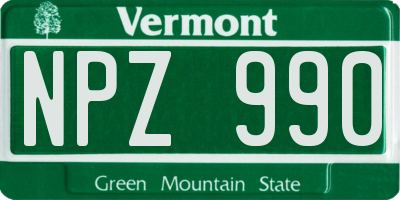 VT license plate NPZ990