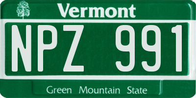 VT license plate NPZ991