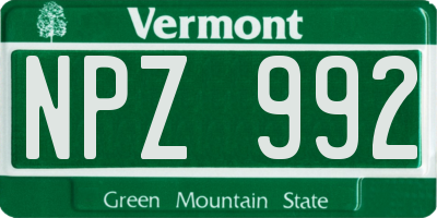 VT license plate NPZ992