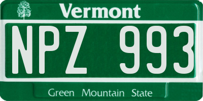 VT license plate NPZ993