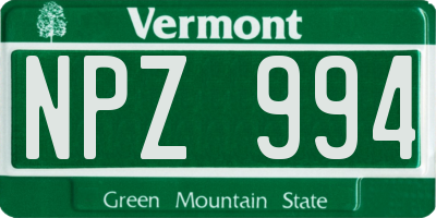 VT license plate NPZ994