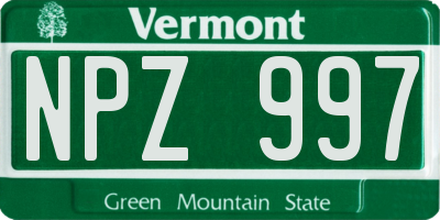 VT license plate NPZ997