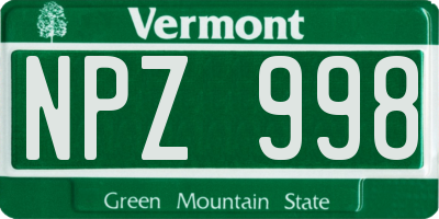 VT license plate NPZ998