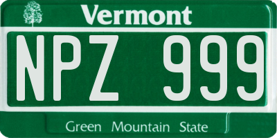 VT license plate NPZ999