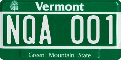 VT license plate NQA001