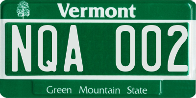VT license plate NQA002