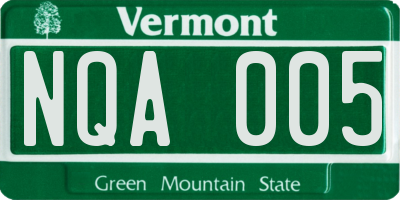 VT license plate NQA005