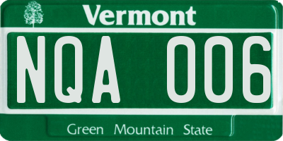 VT license plate NQA006
