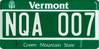 VT license plate NQA007