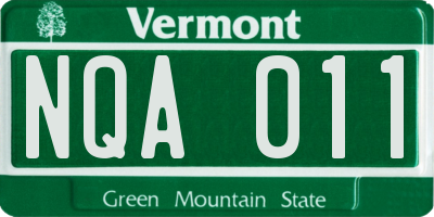 VT license plate NQA011