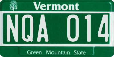 VT license plate NQA014