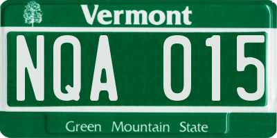 VT license plate NQA015